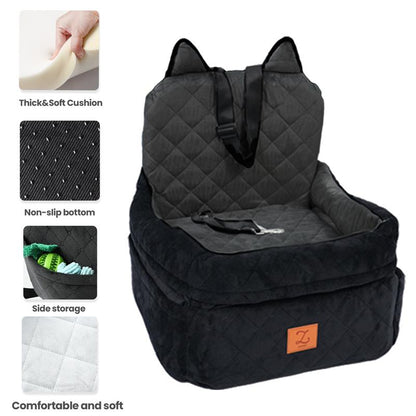 Pet Dog & Cat  Car Seat Fully Detachable and Washable Memory Foam Covered Car-mounted Pet kennel Soft Fabric Easy to Install with Adjustable Straps Anti-Slip Bottom