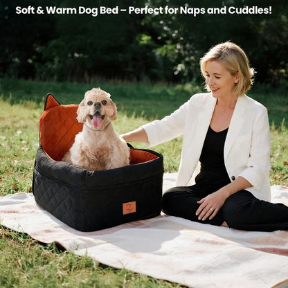 Pet Dog & Cat  Car Seat Fully Detachable and Washable Memory Foam Covered Car-mounted Pet kennel Soft Fabric Easy to Install with Adjustable Straps Anti-Slip Bottom